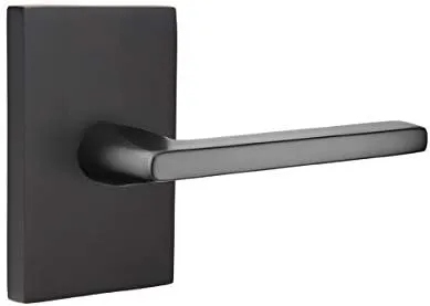 Emtek Dummy Set, Modern Rectangular Rosette, Helios Lever, Flat Black