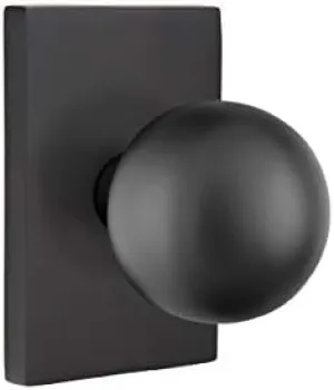 EMTEK Modern Rectangular Rosette Passage Set with Matching Finish Orb Knob - Choice of 6 Finishes - 5112ORUS19 - Flat Black (US19)