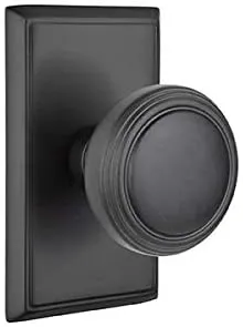 Emtek Privacy Set, Rectangular Rosette, Norwich Knob, Flat Black US19