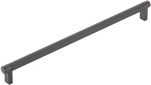 Emtek Select Knurled Cabinet Pull with Flat Black (US19) Stem Finish - Choice of Size - 84058.RECUS19.KNUS19 - Center-to-Center: 12"