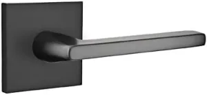 EMTEK Square Rosette Dummy, Pair with Matching Finish Helios Lever - Choice of 7 Finishes - 5050HLOUS19 - Flat Black (US19)