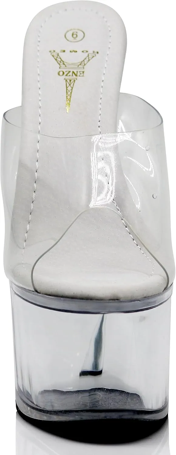 Enzo Romeo Women Clear High Heel Platform Wedge Pump Sandals