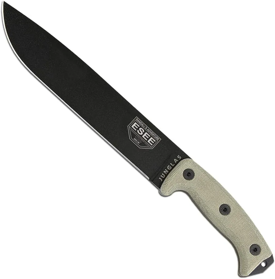 ESEE Authentic JUNGLAS Survival Knife, Kydex Sheath, MOLLE Backing