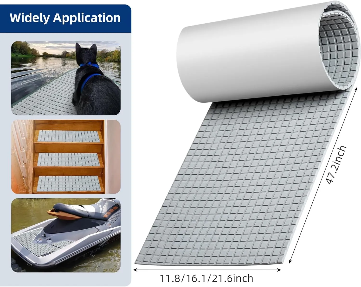 EVA Foam Boat Flooring Decking Sheet Surfboard Traction Pad Universal DIY Anti-Slip Grip Traction Mat for Kayak Yacht Fishing Boat Skateboard Skimboard Step RV Black Dark Grey