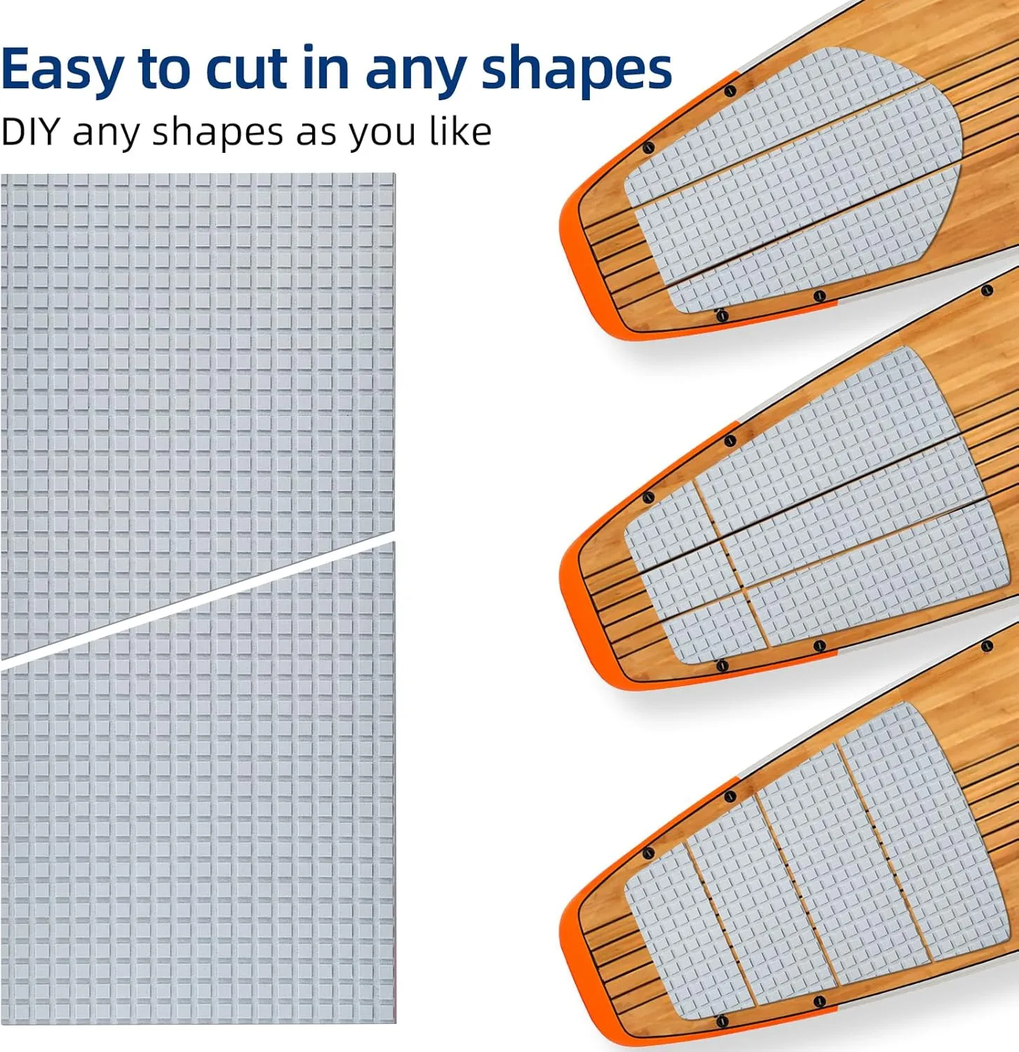 EVA Foam Boat Flooring Decking Sheet Surfboard Traction Pad Universal DIY Anti-Slip Grip Traction Mat for Kayak Yacht Fishing Boat Skateboard Skimboard Step RV Black Dark Grey