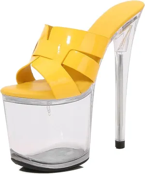 F&A LOVING Women's Clear Platform Slide 8 inch Heel Stiletto Sandal Shoes