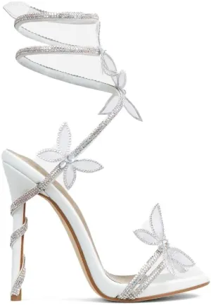 Fantasy Women's Diamante Butterfly Detail Wrap Around Strap Platform Stiletto Heel Sandal