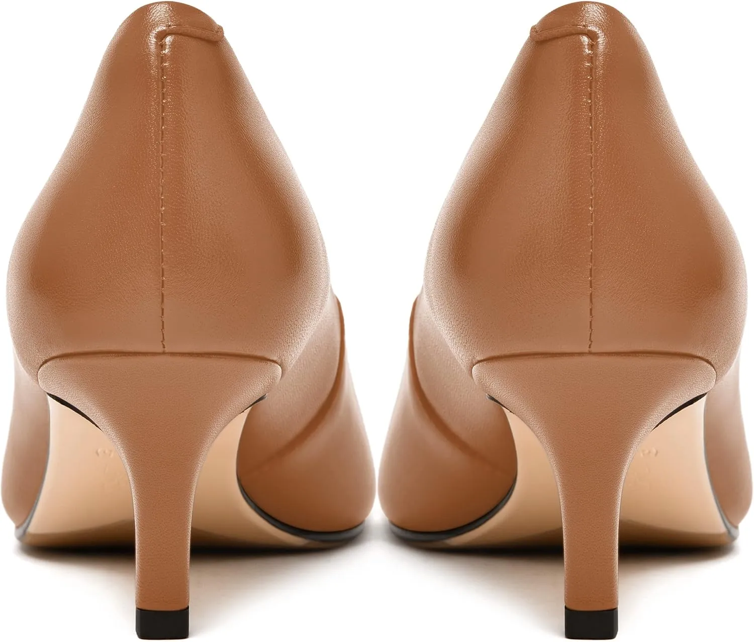 FEMSTEP Womens Work Pointed Toe Slip On Formal Leather Kitten Low Heel Pumps Shoes 2 Inch