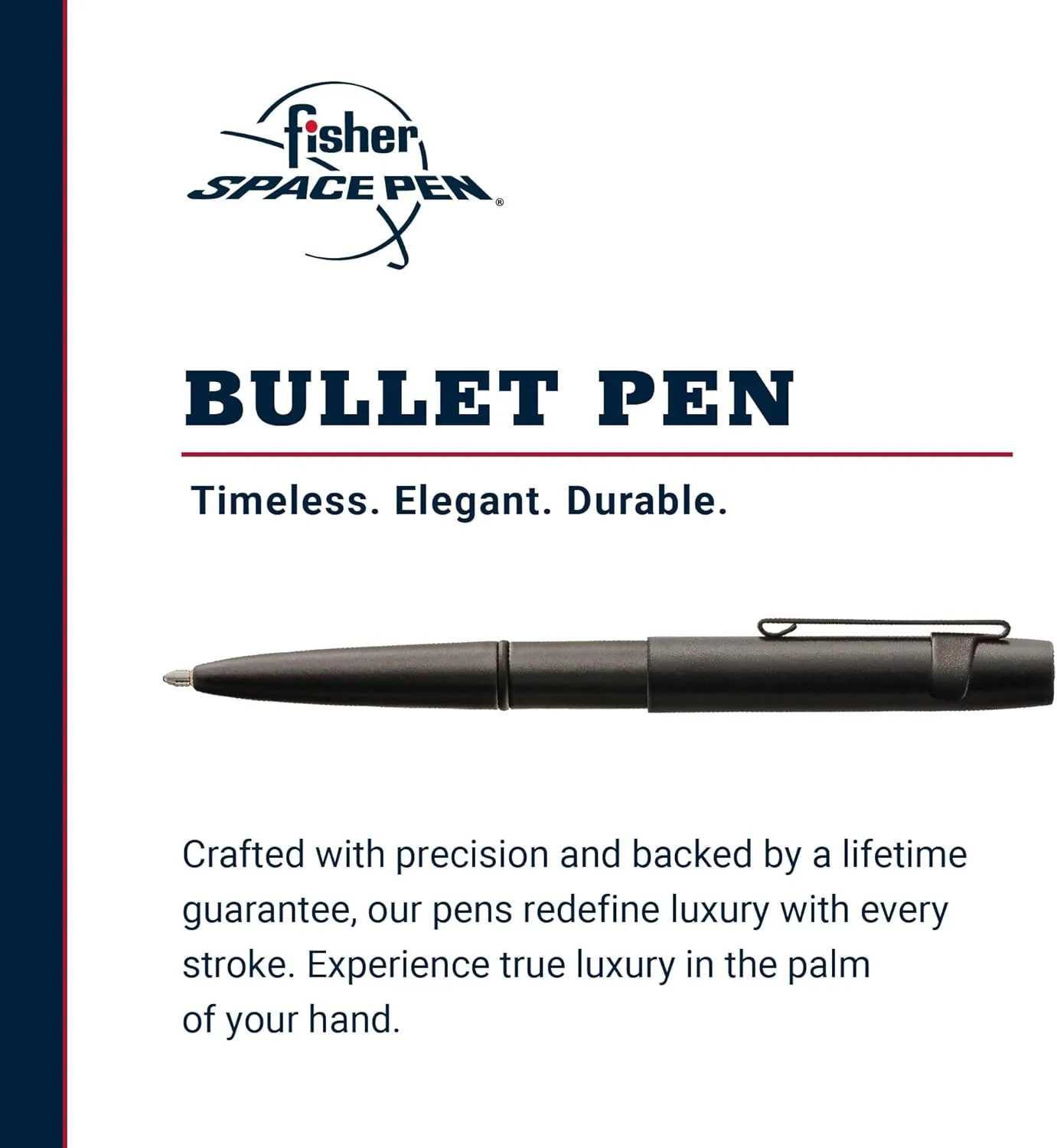 FISHER Space Pen Bullet Pen, X-Mark Flat Cap, Matte Black, Ballpoint, Black Ink, Pocket Clip