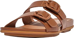 Fitflop Women's Gracie Rubber-buckle Two-bar Leather Slides Sandal