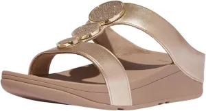 FitFlop Women's Halo Bead-Circle Metallic H-bar Slides Wedge Sandal
