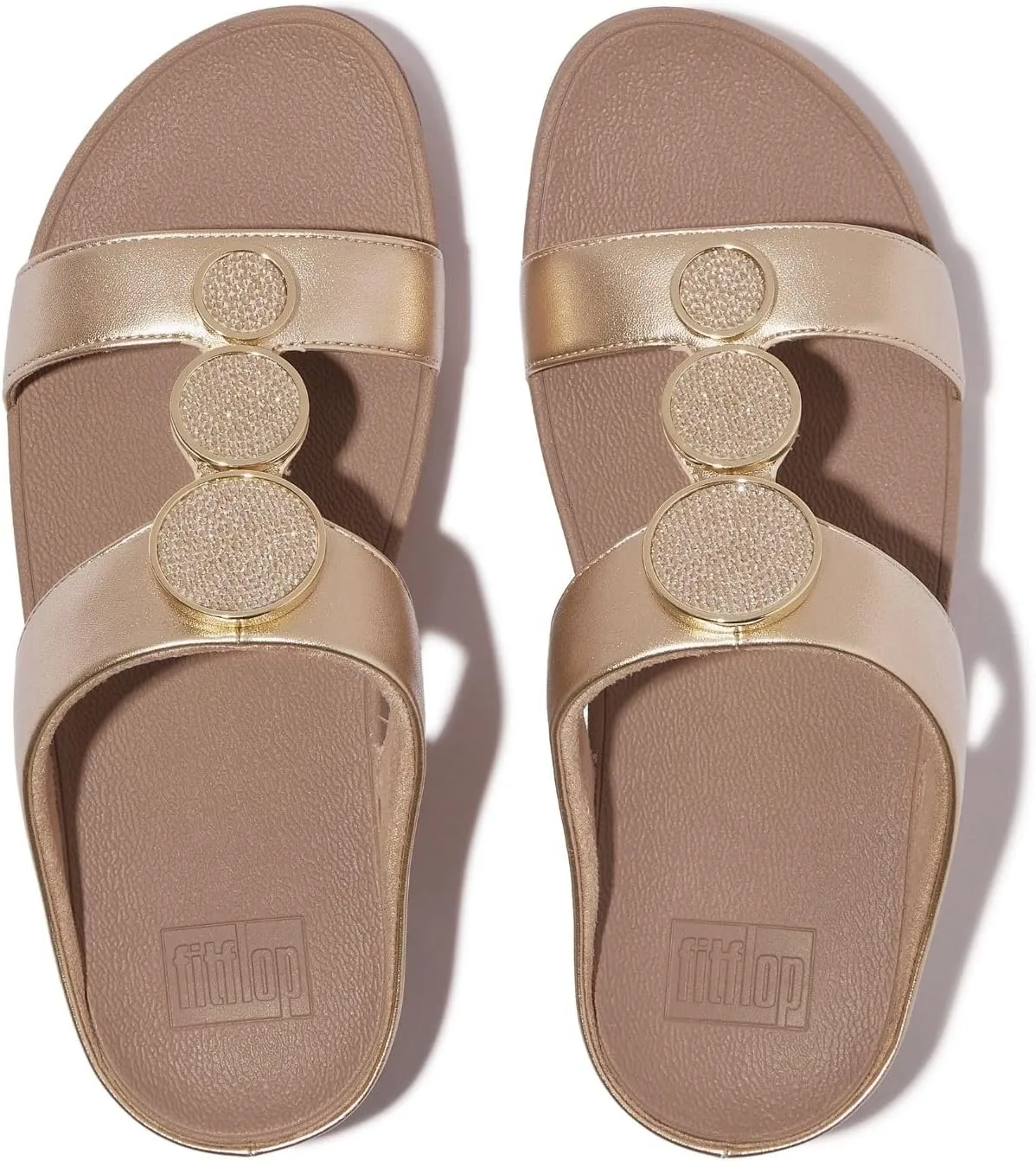 FitFlop Women's Halo Bead-Circle Metallic H-bar Slides Wedge Sandal