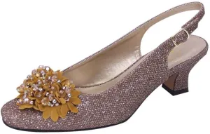 Floral Natalie Women Wide Width Dress Slingback Shoes with Bow