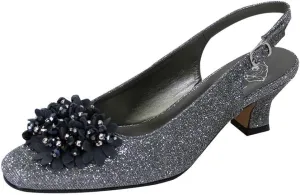Floral Natalie Women Wide Width Dress Slingback Shoes with Bow