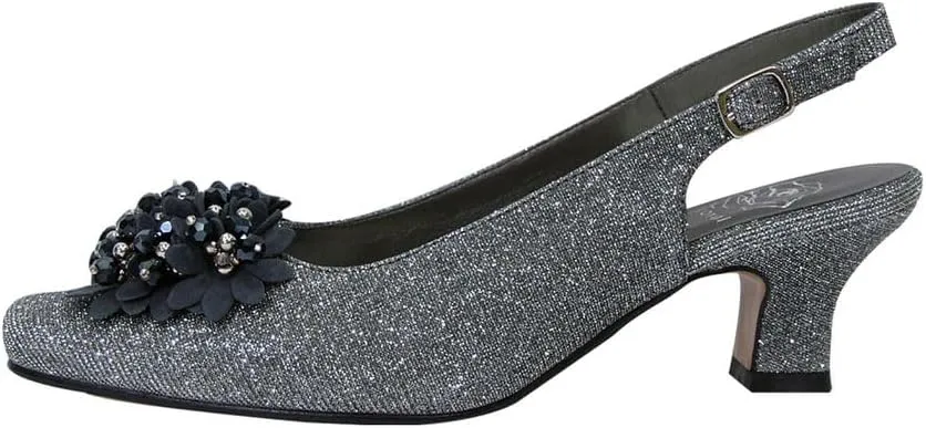 Floral Natalie Women Wide Width Dress Slingback Shoes with Bow