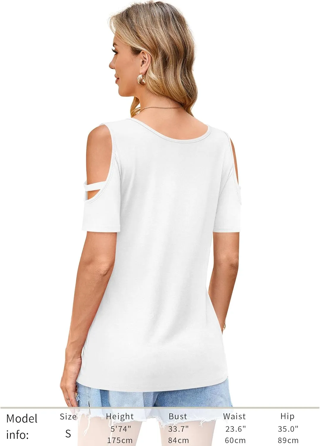 Florboom Womens Cold Shoulder Top Summer Basic T Shirts 3/4 Sleeve Casual Blouse Tshirts