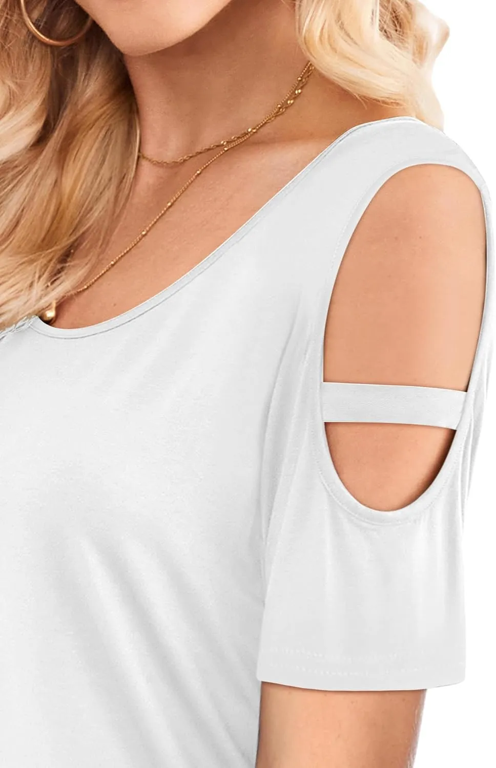 Florboom Womens Cold Shoulder Top Summer Basic T Shirts 3/4 Sleeve Casual Blouse Tshirts