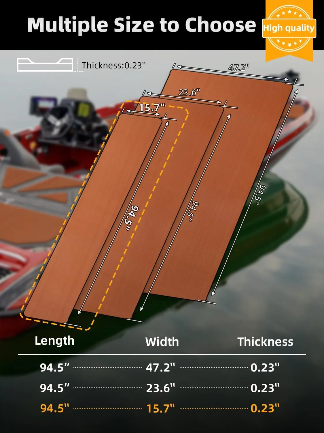 FOCEAN Boat Flooring EVA Foam Boat Decking Marine Flooring Brushed Texture Marine Mats for Boats Yacht Kayak RV 94.5" x47.2"/ 23.6"/15.7"