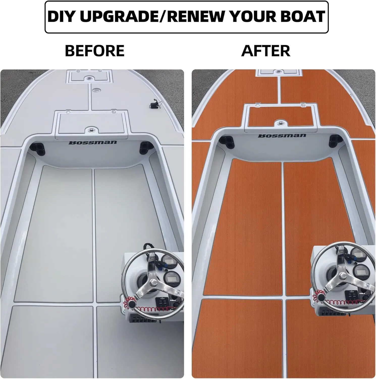 FOCEAN Boat Flooring EVA Foam Boat Decking Marine Flooring Brushed Texture Marine Mats for Boats Yacht Kayak RV 94.5" x47.2"/ 23.6"/15.7"