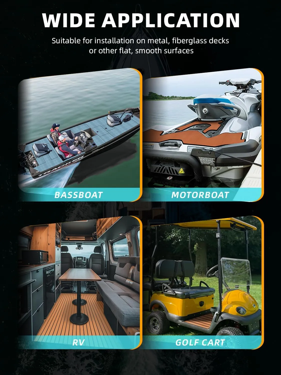 FOCEAN Boat Flooring EVA Foam Boat Decking Marine Flooring Brushed Texture Marine Mats for Boats Yacht Kayak RV 94.5" x47.2"/ 23.6"/15.7"