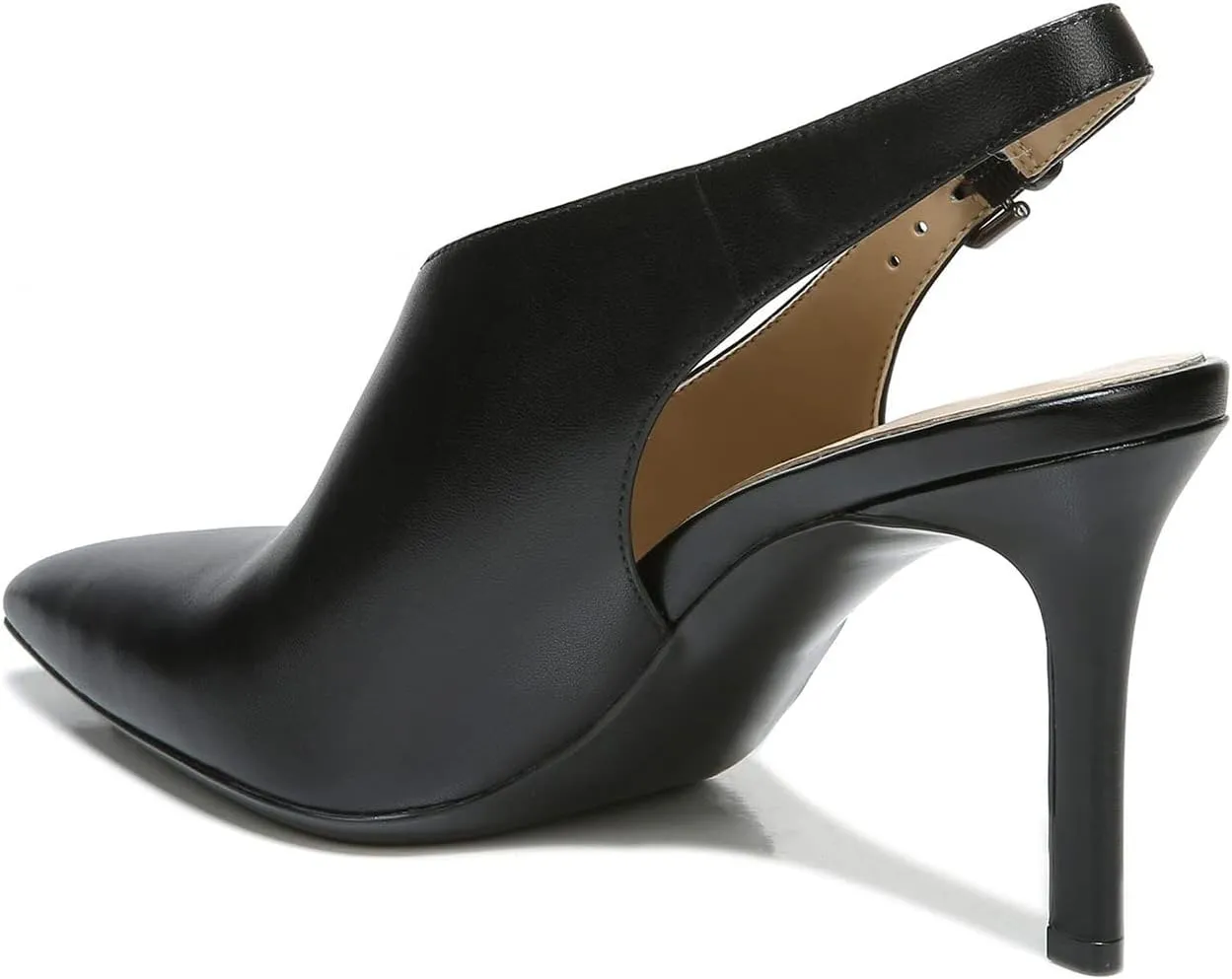 FOWT Spring Two Toned Patchwork Snakeskin Slingback Buckle Strap Black Pumps for Woman Elegant Pointed Toe 3 Inches High Heels Concise Casual Daily Dressy Shoes, US Size 4-16 M