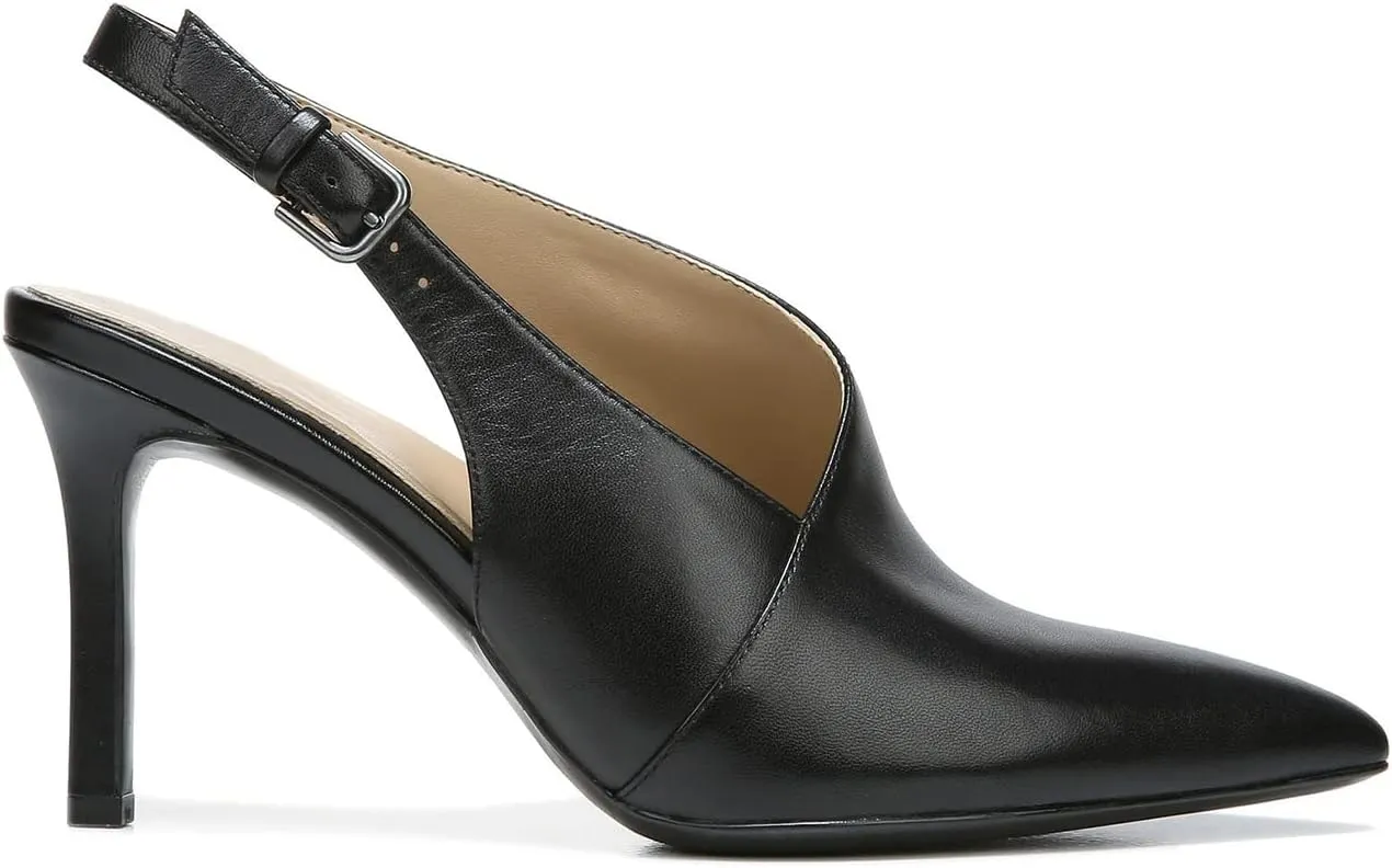 FOWT Spring Two Toned Patchwork Snakeskin Slingback Buckle Strap Black Pumps for Woman Elegant Pointed Toe 3 Inches High Heels Concise Casual Daily Dressy Shoes, US Size 4-16 M
