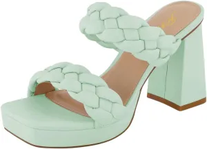 FOWT Women Platform Open Toe Mules Braided Straps Chunky High Heel Sandals Slip on Casual Slippers Outdoor Dressy Shoes Size 4-15 US