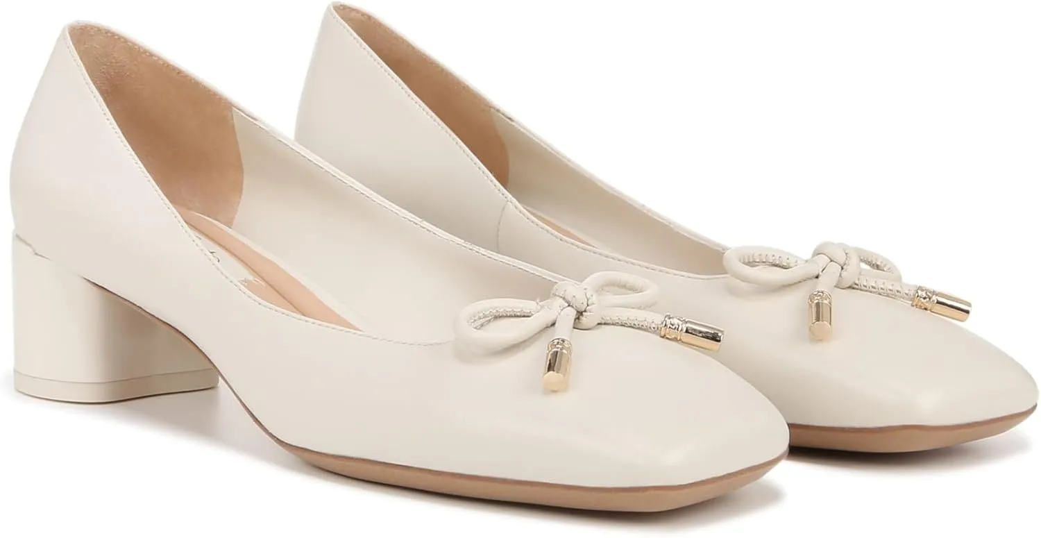 Franco Sarto Women's Natalia Square Toe Block Heel Pump with Bow