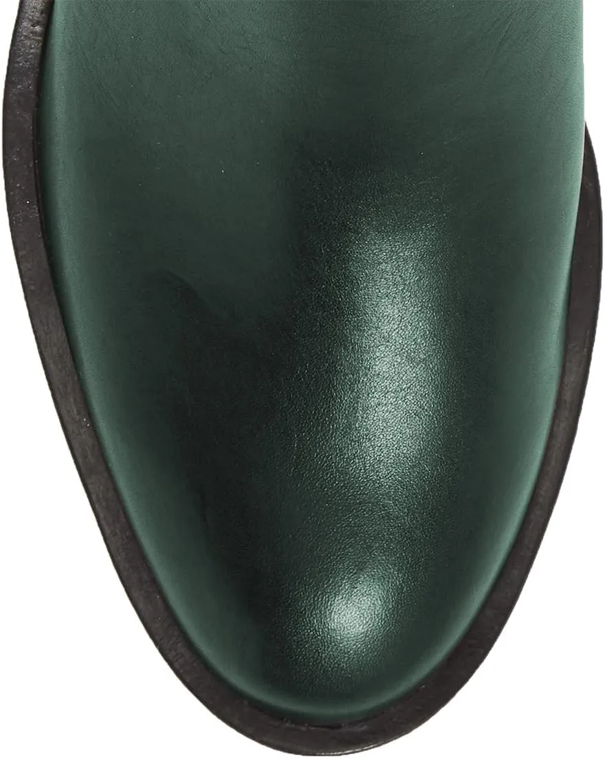 FSJ Women Round Toe Chelsea Boots with Pearls Strap Block Low Heel Slip On Vegan Leather Ankle Booties Size 4-16 US