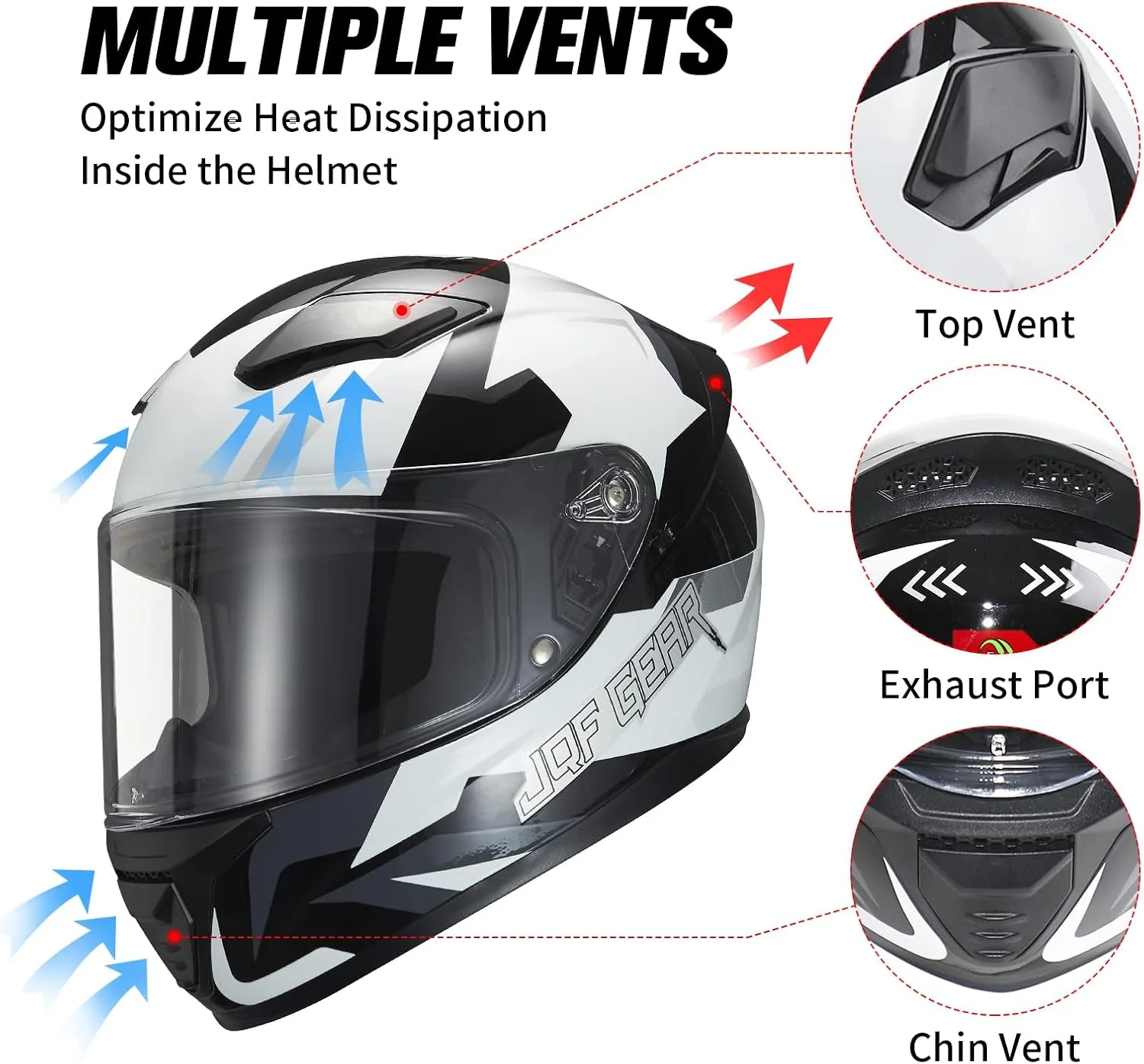 Full Face Motorcycle Helmet WS-607 DOT Approved Motorbike Racing Street Bike Helmets for Adults with Visor