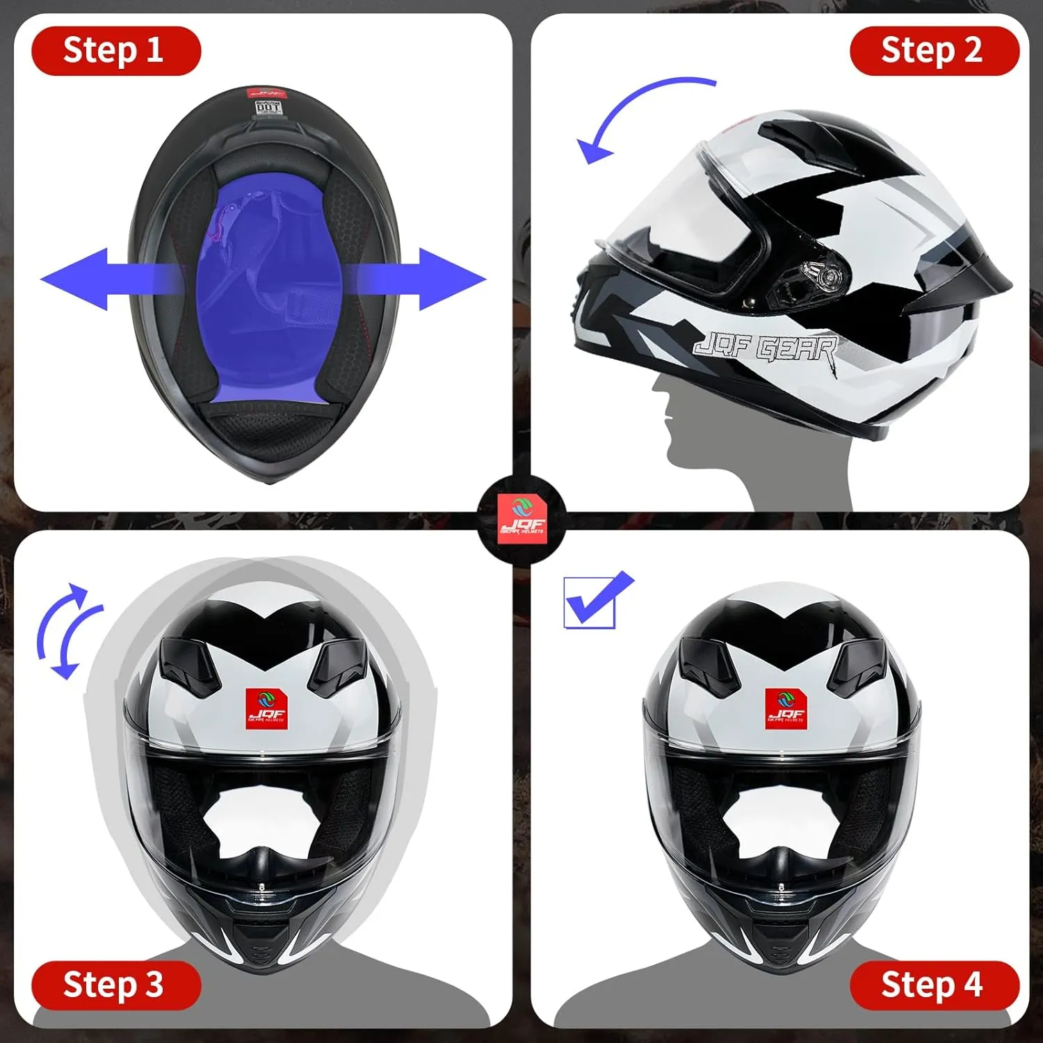 Full Face Motorcycle Helmet WS-607 DOT Approved Motorbike Racing Street Bike Helmets for Adults with Visor
