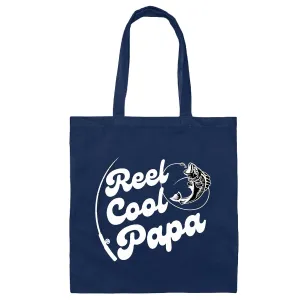 Funny Fishing Fathers Day Gifts for Papa Reel Cool Tote Bag Travel Coffee Beer Navy Black Multicolor Canvas Tote Bag
