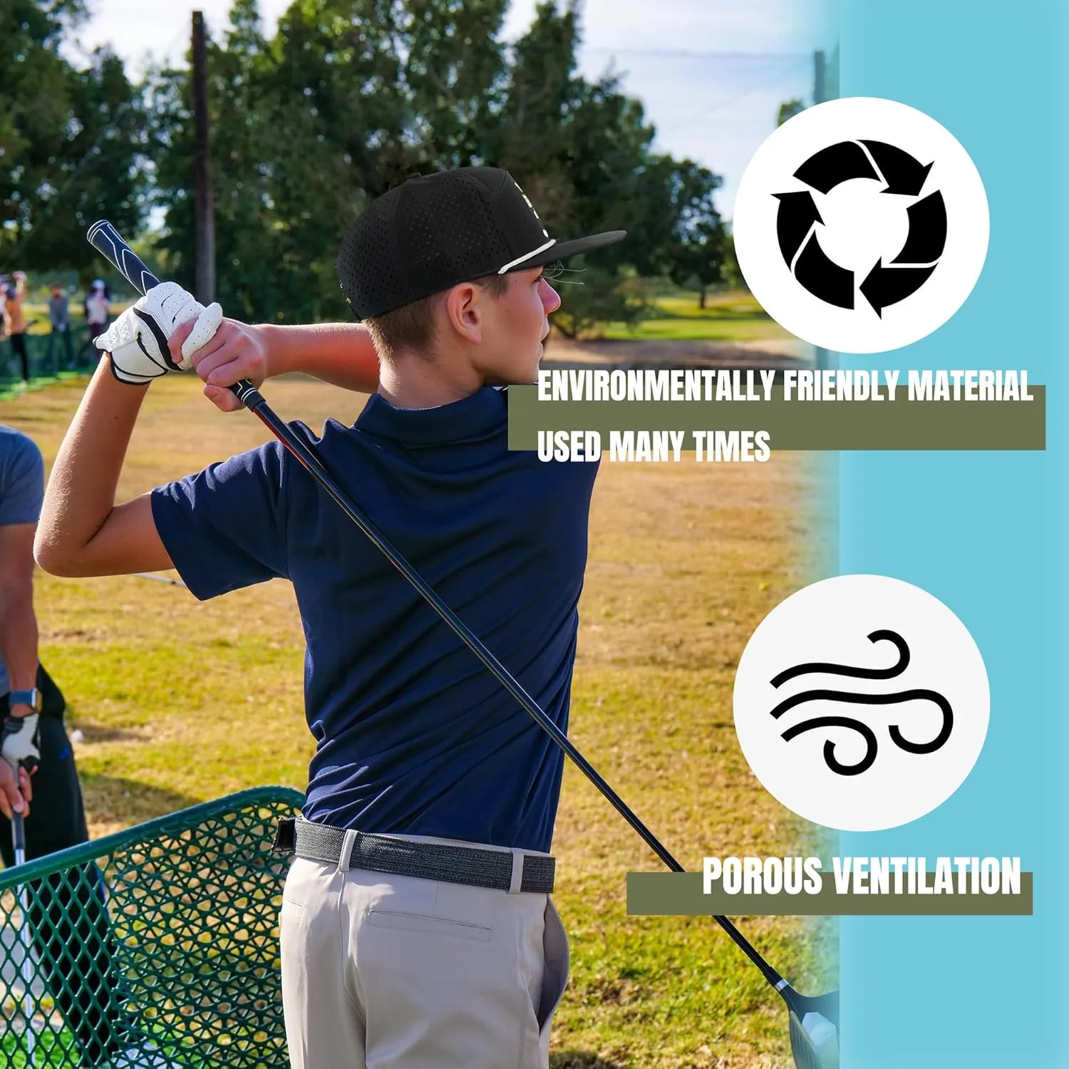Funny Golf Hat for Men - Flat Bill Snapback Rope Hat, Black/White
