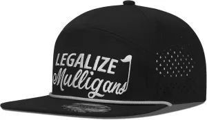 Funny Golf Hat for Men - Flat Bill Snapback Rope Hat, Black/White