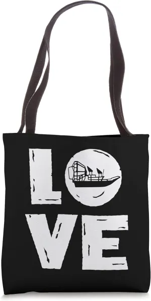 Funny Love Boat Airboat Gift For Men Cool Airboating Lover Tote Bag