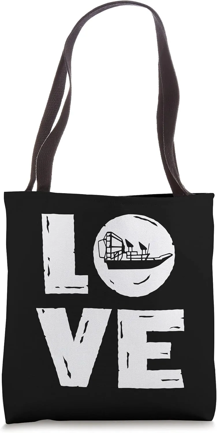 Funny Love Boat Airboat Gift For Men Cool Airboating Lover Tote Bag