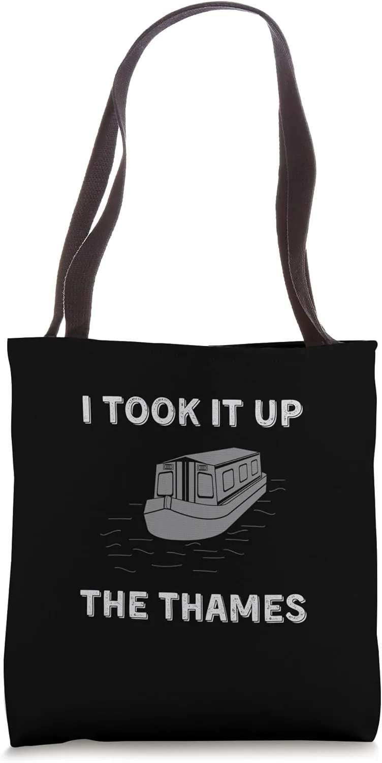 Funny Vintage Narrowboat Canal Barge Boater River Thames Tote Bag