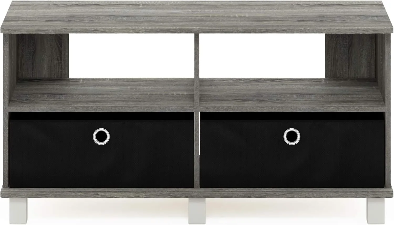 Furinno Andrey Entertainment Center with Bin Drawers, French Oak Grey/Black
