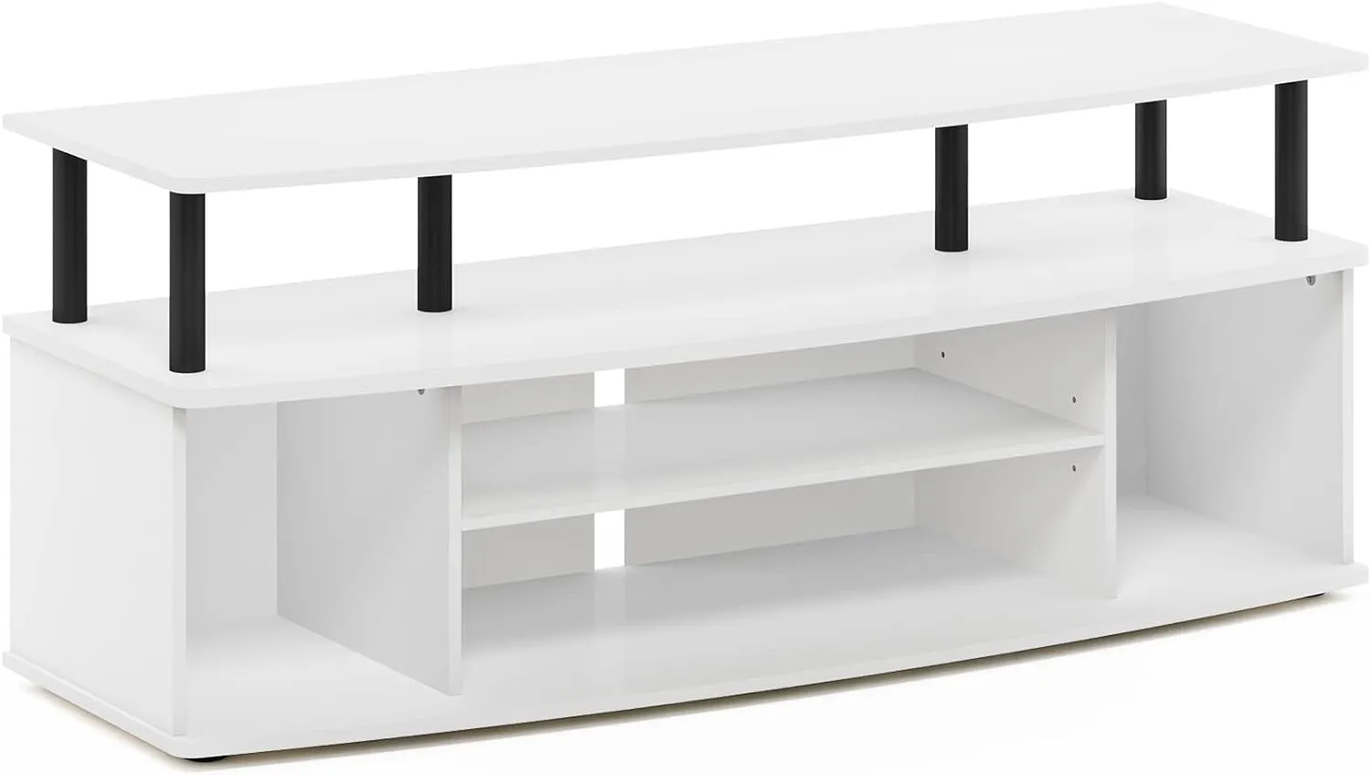 Furinno Jaya Large Entertainment Center Hold up to 55-in TV, Inch, White/Black