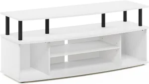 Furinno Jaya Large Entertainment Center Hold up to 55-in TV, Inch, White/Black