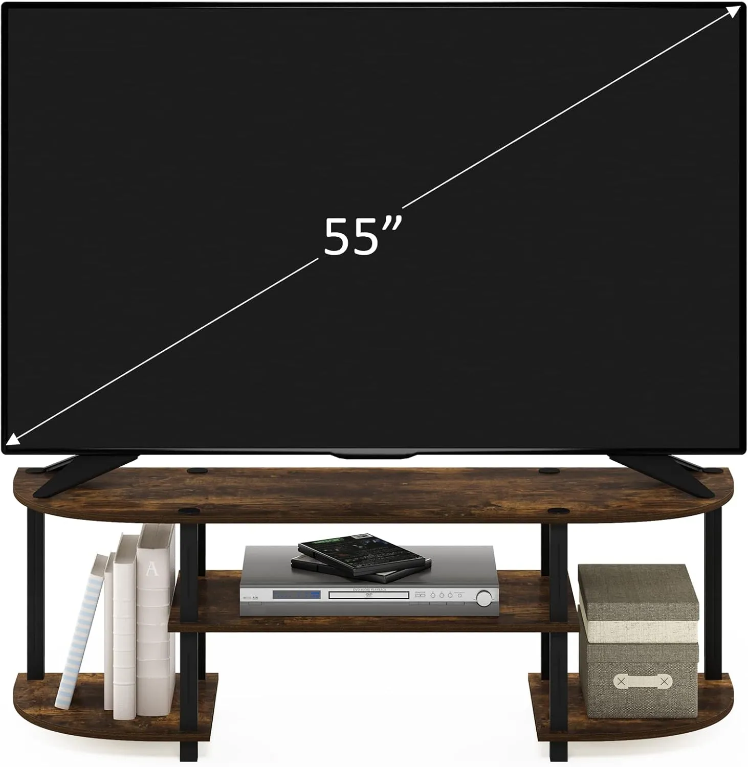 Furinno Turn-S-Tube Wide TV Entertainment Center, Amber Pine/Black
