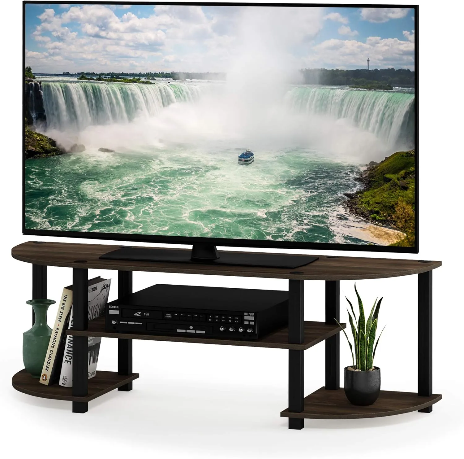 Furinno Turn-S-Tube Wide TV Entertainment Center, Columbia Walnut/Black