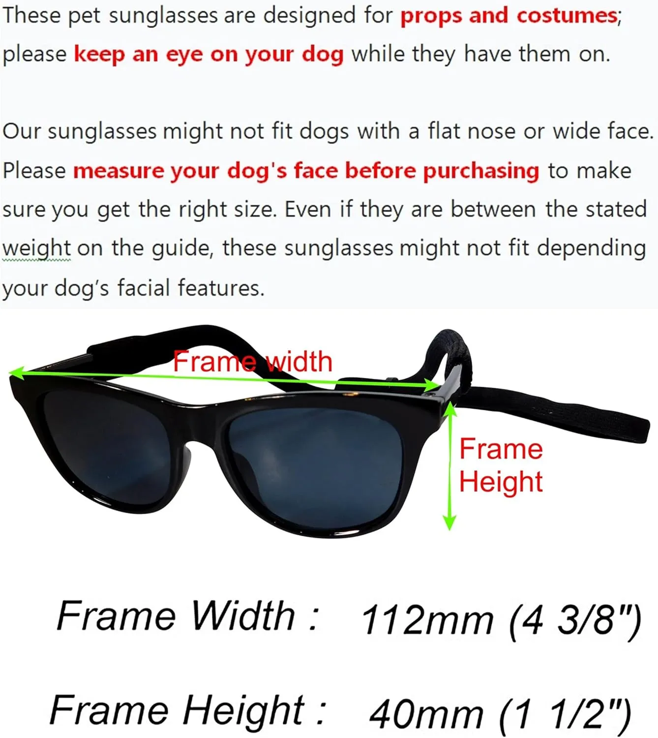 G006 Dog Pet 80s Costume Sunglasses Prop Photoshoot Medium Breeds 20-40 lbs (2-Pack Black  Black-Clear Lens)