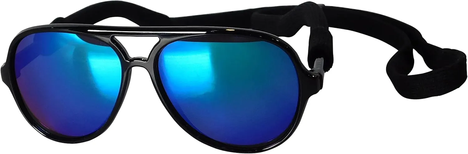 G010 Dog Pet Costume Prop Aviator Sunglasses Medium Breeds 20-40 lbs (2-Pack Black Black-Emerald Green Mirror)