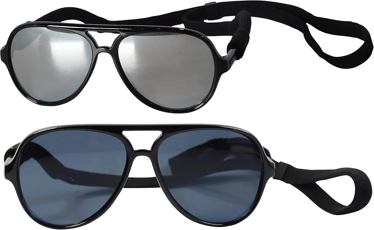 G010 Dog Pet Costume Prop Aviator Sunglasses Medium Breeds 20-40 lbs (2-Pack Black Black-Mirror)