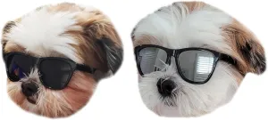 G014 Dog Cat Pet 80s Sunglasses Goggles for Small Breeds up to 15lbs (2-Pack Black  Black-Mirror)