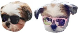 G014 Dog Cat Pet 80s Sunglasses Goggles for Small Breeds up to 15lbs (2-Pack Black  Pink-Rose Pink Mirror)