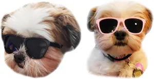 G014 Dog Cat Pet 80s Sunglasses Goggles for Small Breeds up to 15lbs (2-Pack Black Pink)