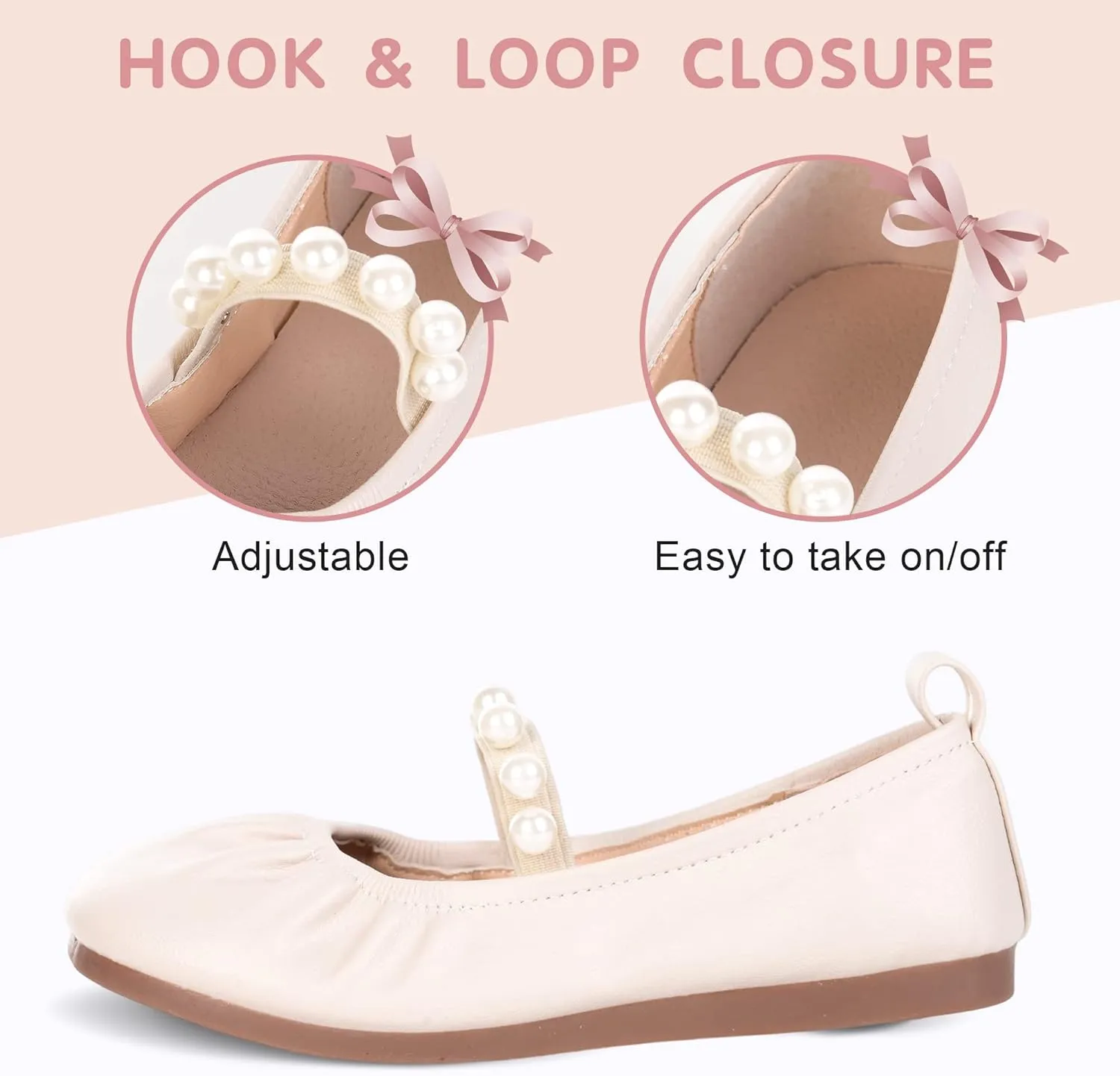 Girls Dress Shoes Mary Jane Shoes for Girls with Low Heel, Princess Flower Ballet Flats for Wedding School Party