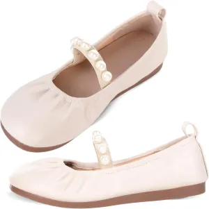 Girls Dress Shoes Mary Jane Shoes for Girls with Low Heel, Princess Flower Ballet Flats for Wedding School Party